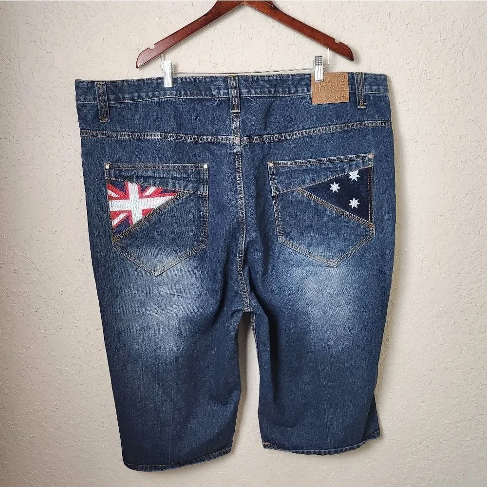 COOGI Flag Star Embroidered Red White Blue Big & Tall Denim Jean Shorts Size 50